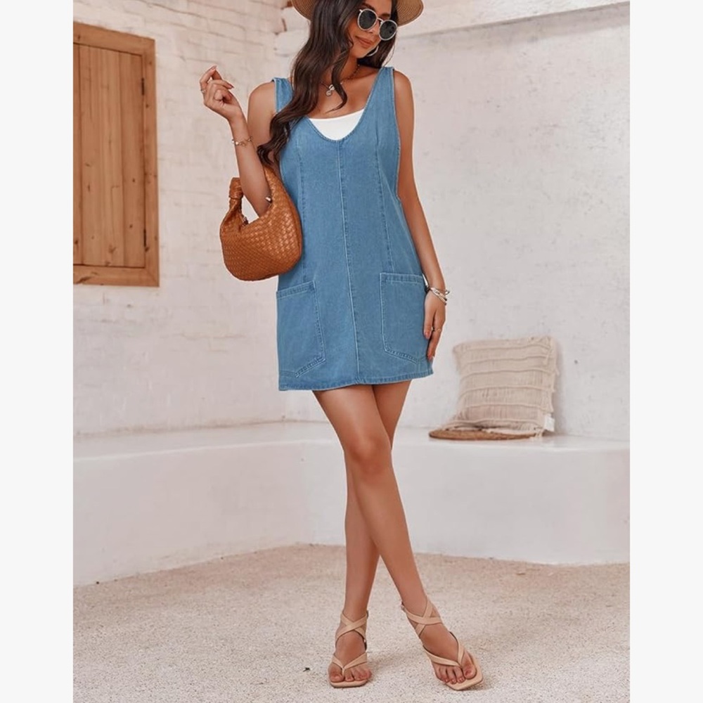 Blue Denim Sleeveless Dress
